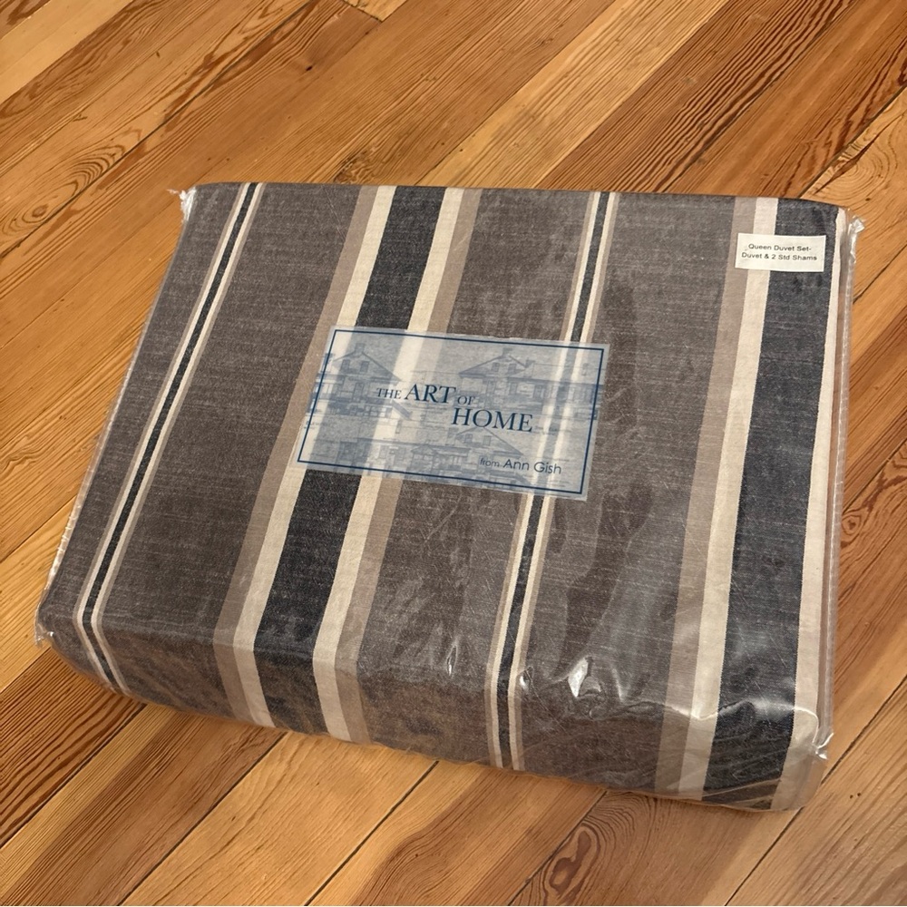 The Art of Home Ann Gish Deck Stripe Queen Duvet Cover Set 2 Standard Shams